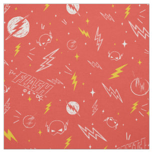 Flash Lightning Icon and Doodle Pattern Fabric