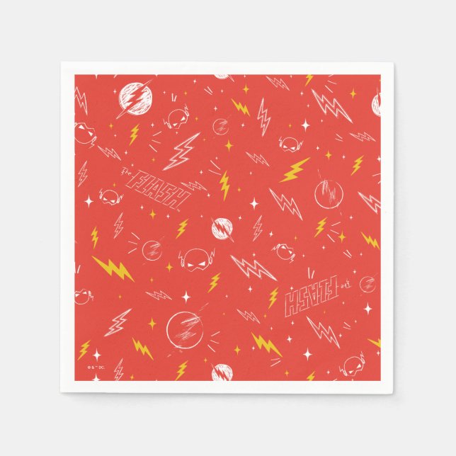 Flash Lightning Icon and Doodle Pattern Napkin (Front)