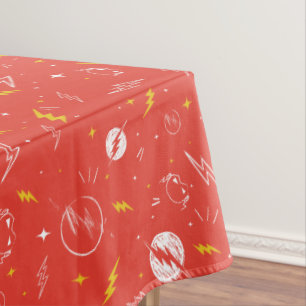 Flash Lightning Icon and Doodle Pattern Tablecloth