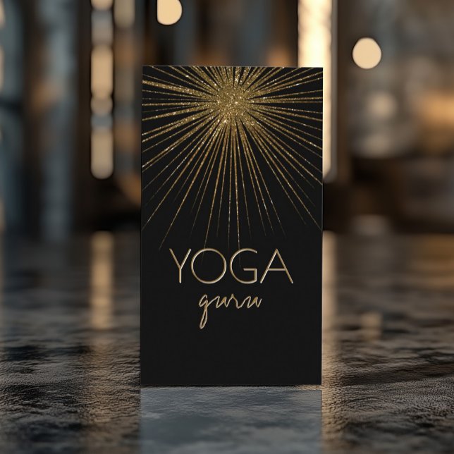 Flash Of The Light Yoga Guru Black Business Card (Perfect for business)