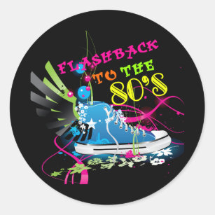 Flashback To The 80's Neon Sneaker Classic Round Sticker