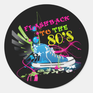Flashback To The 80's Neon Sneaker Classic Round Sticker