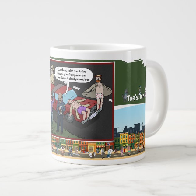 Flasher Violation | Literal Wordplay Humor Large Coffee Mug (Front Right)
