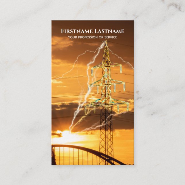 Flashes of Lightning Electricity for electricians  Business Card (Front)
