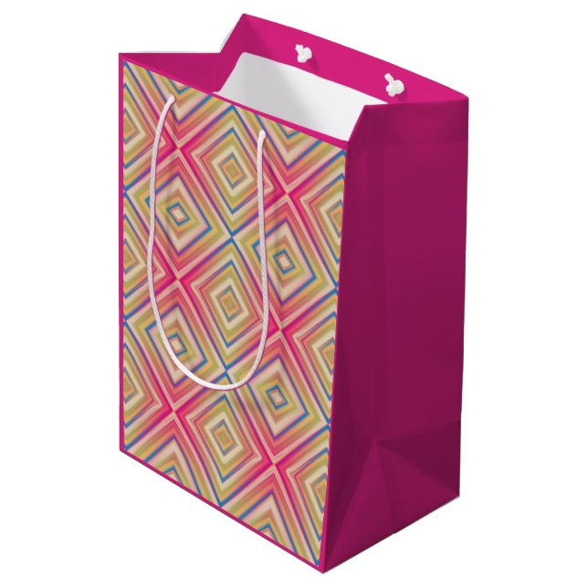 Flashes Of Pinks Alternative Diamond Pattern Medium Gift Bag (Back Angled)