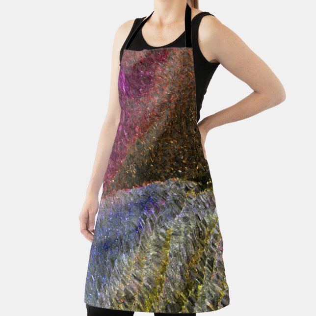 Flashy and rustic melted splashes of coloured glas apron (Insitu)