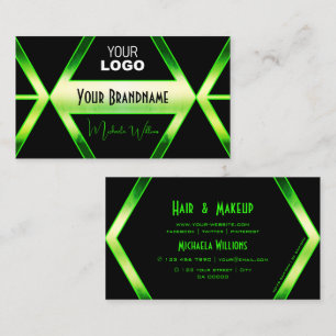 Flashy Black and Shimmery Green with Logo Stylish Business Card