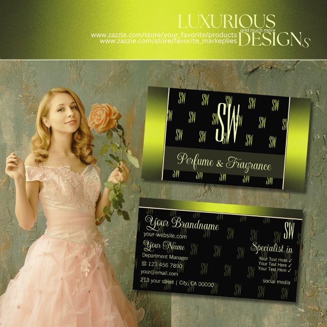 Flashy Black and Yellow with Initials Professional Business Card (Creator Uploaded)