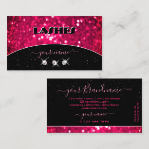 Flashy Black Girly Pink Sparkling Glitter Shimmery Business Card