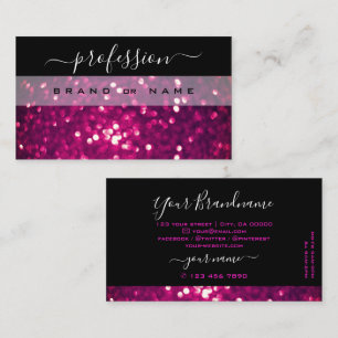 Flashy Black Pink Purple Sparkle Glitter Glamourou Business Card