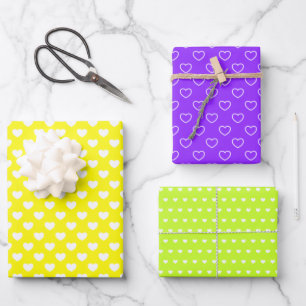Flashy Bold Colours Lemon-Yellow Lime-Green Purple Wrapping Paper Sheet