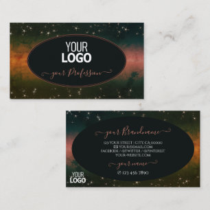 Flashy Colourful Galaxy and Glitter Stars with Log Business Card