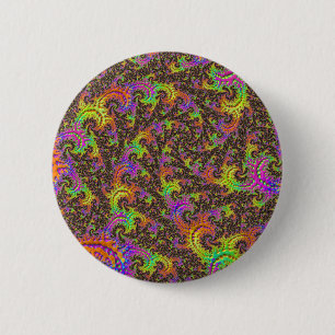 Flashy Colourful Spiral Abstract Digital Fractal 6 Cm Round Badge