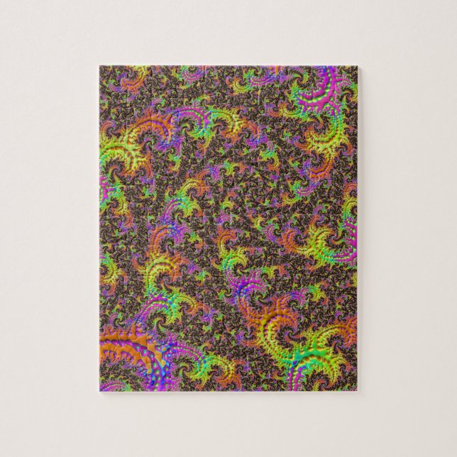 Flashy Colourful Spiral Abstract Digital Fractal Jigsaw Puzzle (Vertical)