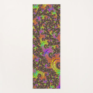 Flashy Colourful Spiral Abstract Digital Fractal Yoga Mat