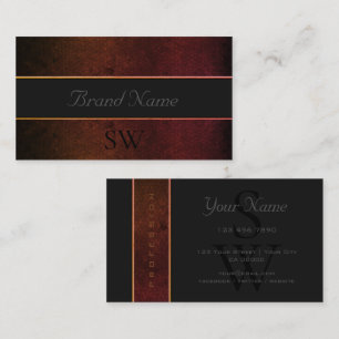 Flashy Dark Orange Grey Colours with Black Initial Business Card