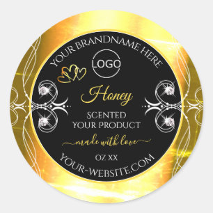 Flashy Dazzling Gold Black Product Labels Add Logo