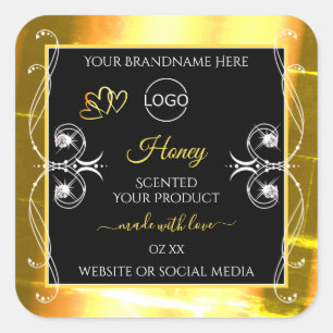 Flashy Dazzling Gold Black Product Labels Add Logo