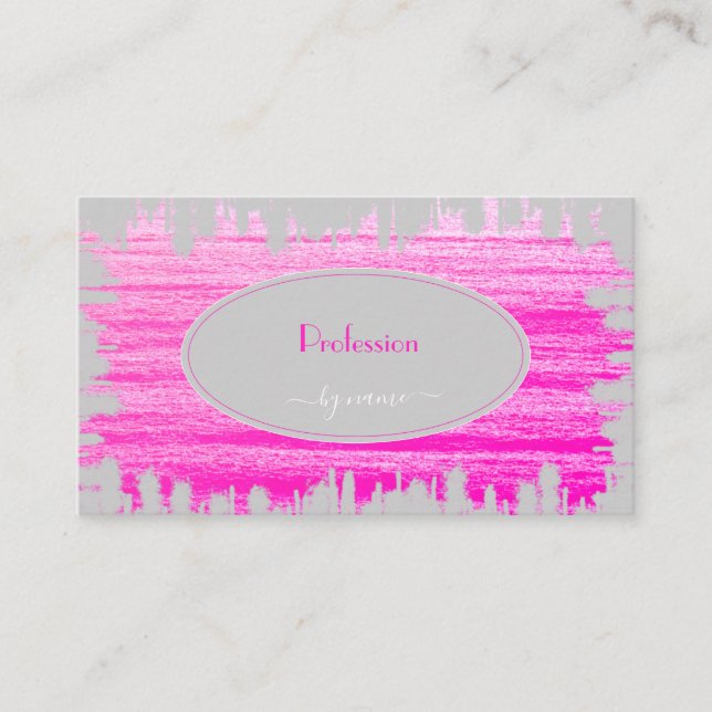 Flashy Elegant Pink Gray Social Media Outstanding Business Card (Front)