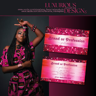 Flashy Girly Pink Glitter Sparkle Luminous Stars  Business Card