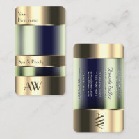 Flashy Gold 3D Initials Glass Optics Blue Fluids