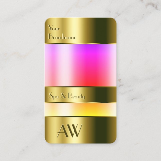 Flashy Gold and Glass Look with 3D Font Monogram  Business Card (Front)