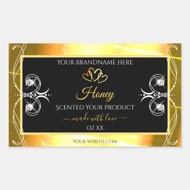 Flashy Gold Dazzling Product Labels Diamonds Black (Front)