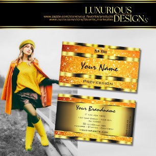 Flashy Gold Orange Gradient Glitter Sparkle Stars Business Card
