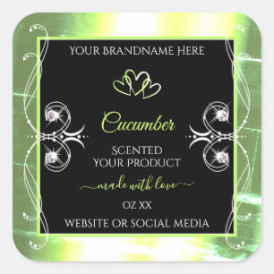 Flashy Light Green and Black Product Labels Jewels