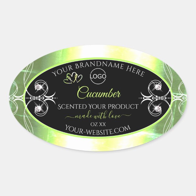 Flashy Light Green Black Product Label Jewels Logo (Front)