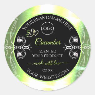 Flashy Light Green Black Product Label Jewels Logo
