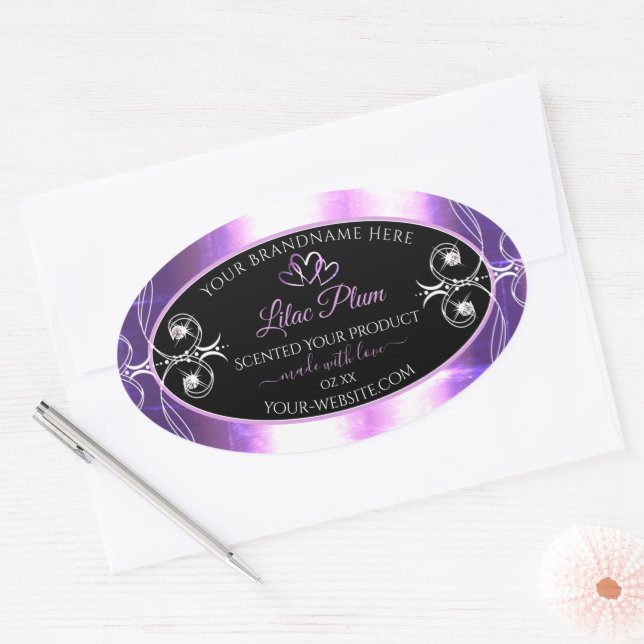 Flashy Light Purple Black Product Labels Diamonds (Envelope)