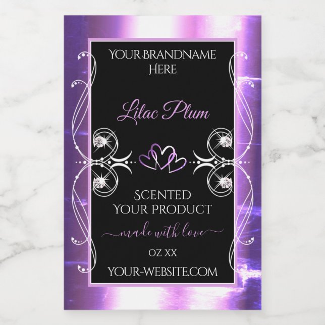 Flashy Light Purple Black Product Labels Diamonds (Single Label)