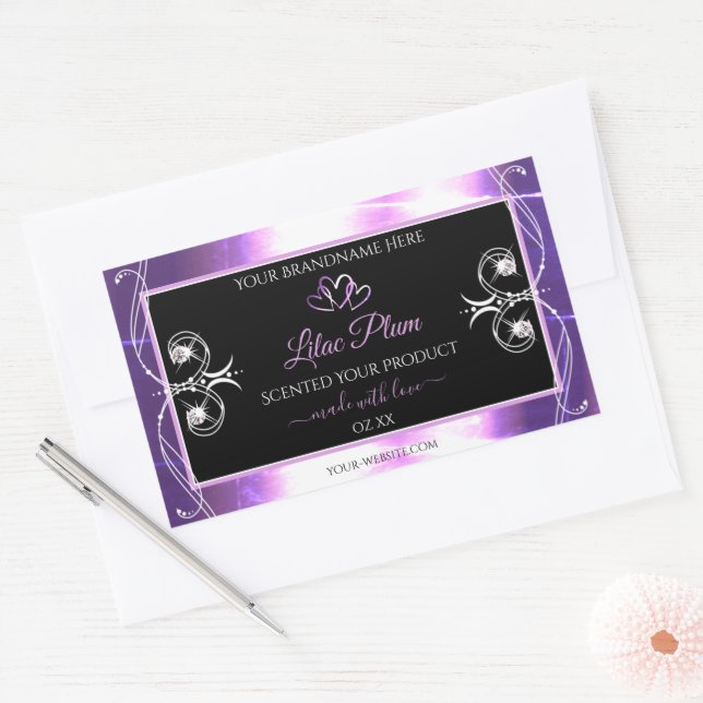 Flashy Light Purple Black Product Labels Diamonds (Envelope)