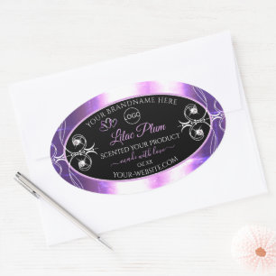 Flashy Light Purple Black Product Labels with Logo