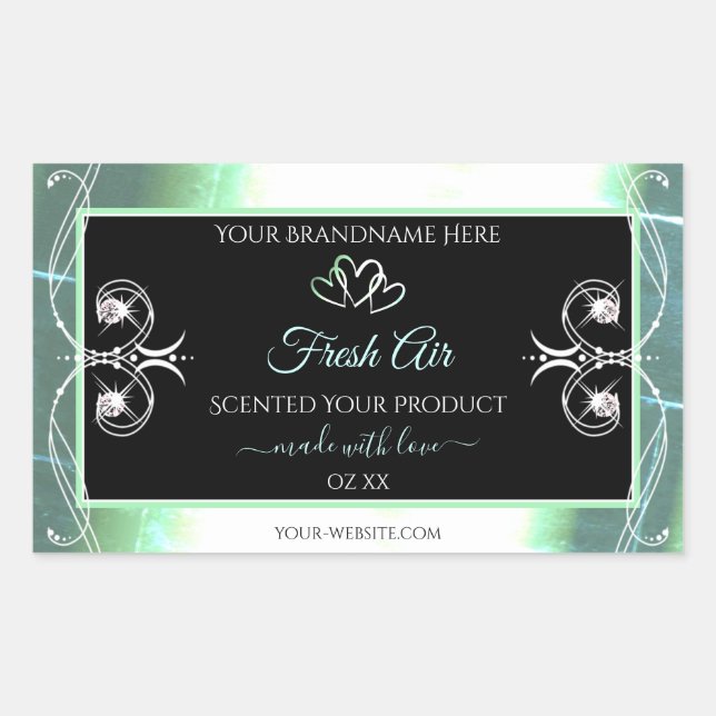 Flashy Light Teal and Black Product Labels Jewels (Front)