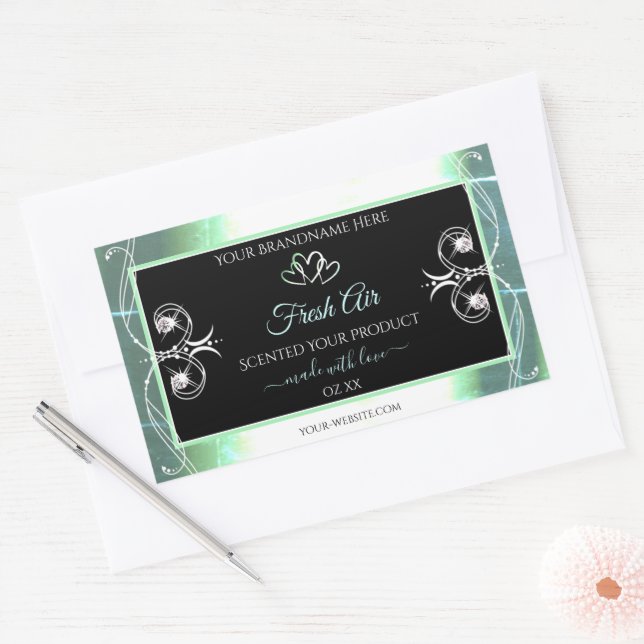 Flashy Light Teal and Black Product Labels Jewels (Envelope)