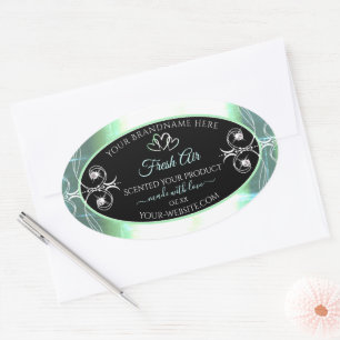 Flashy Light Teal and Black Product Labels Jewels