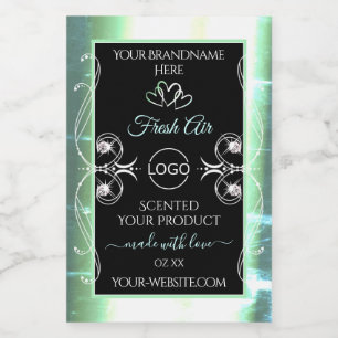 Flashy Light Teal Black Product Labels Jewels Logo