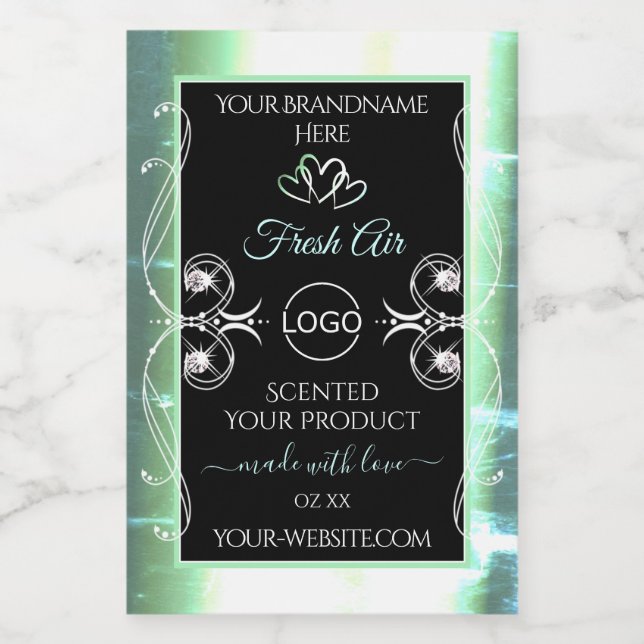 Flashy Light Teal Black Product Labels Jewels Logo (Single Label)