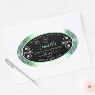 Flashy Light Teal Black Product Labels Jewels Logo