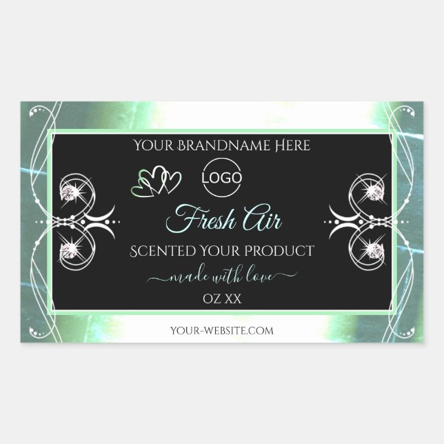 Flashy Light Teal Black Product Labels Jewels Logo (Front)