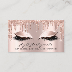 Flashy Makeup Artist Eyelash Glitter Drips Rose Business Card