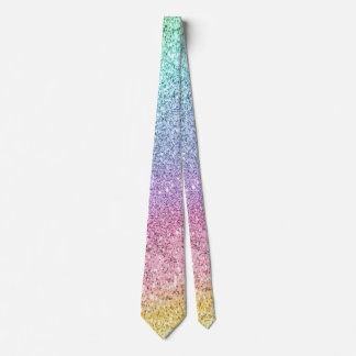 Flashy Pastel Rainbow Glitter Pattern Tie