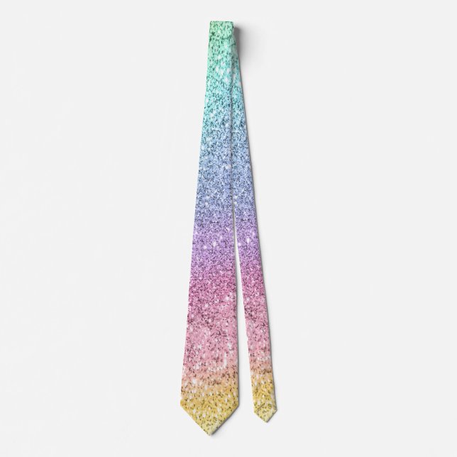Flashy Pastel Rainbow Glitter Pattern Tie (Front)