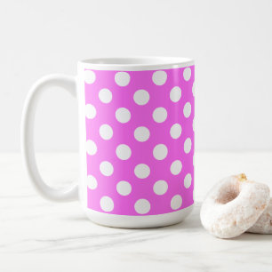 Flashy Pink And Big White Polka Dots Coffee Mug