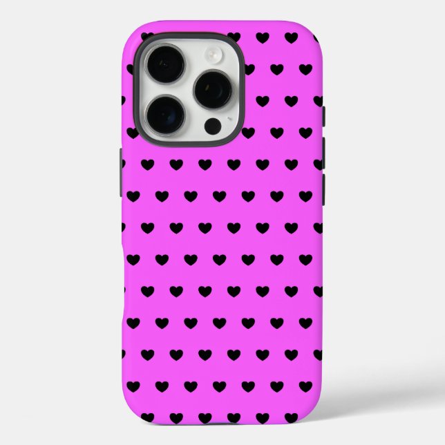 Flashy Pink And Black Hearts Pattern Case-Mate iPhone Case (Back)