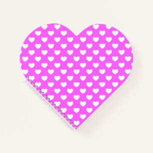 Flashy Pink And Cute White Hearts Heart-Shaped Notebook