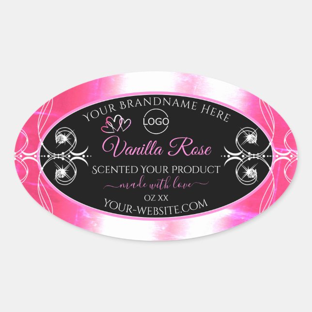Flashy Pink Dazzling Product Label Black with Logo (Front)