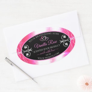 Flashy Pink Dazzling Product Labels Diamonds Black